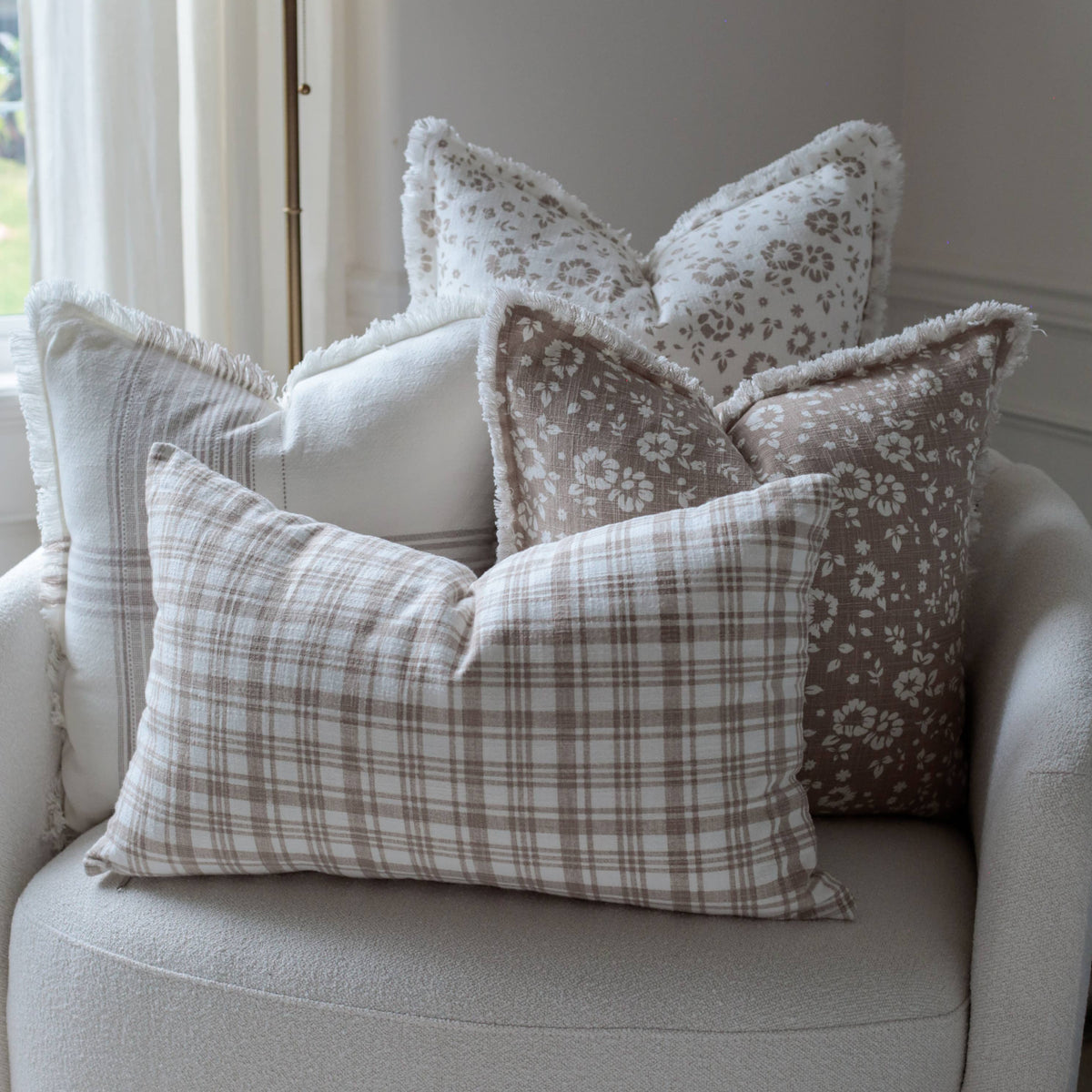 Brown Plaid Pillow Cover Fleur Fray Collection Southern