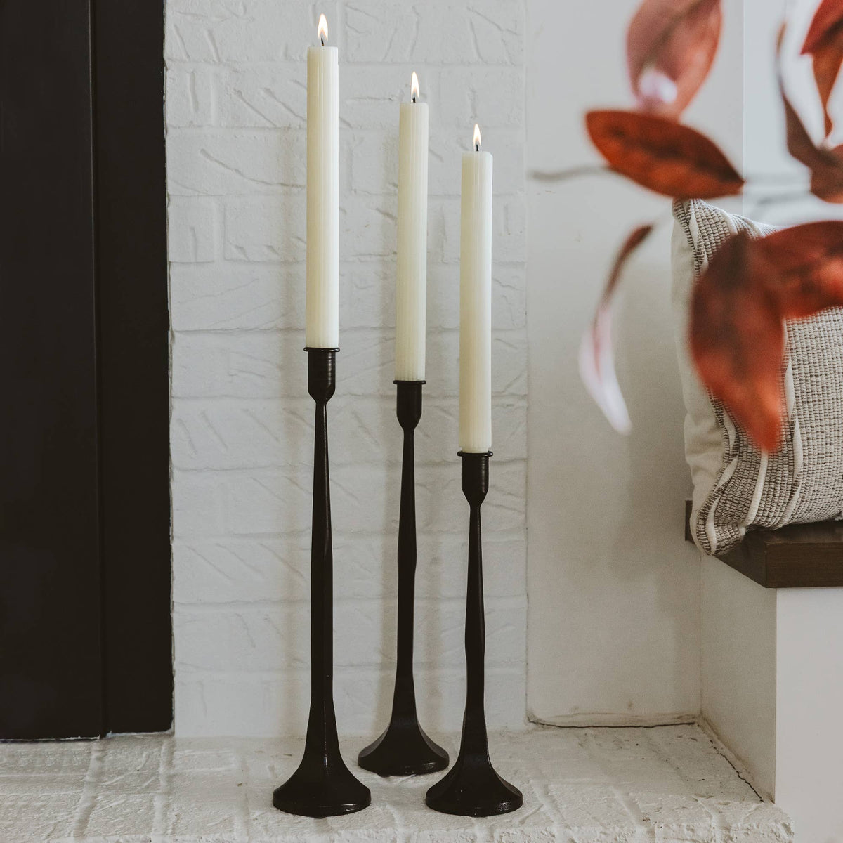 Cast Iron Taper Candle Holders - Set of 3