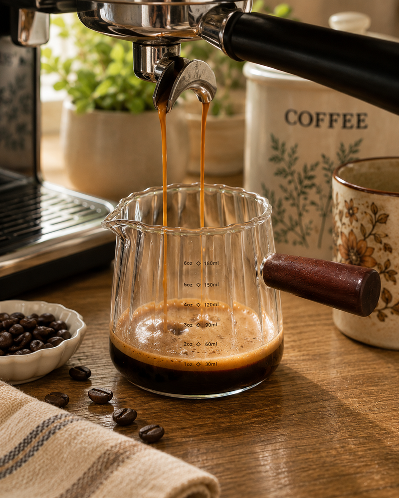 Scalloped Espresso Measuring Glass