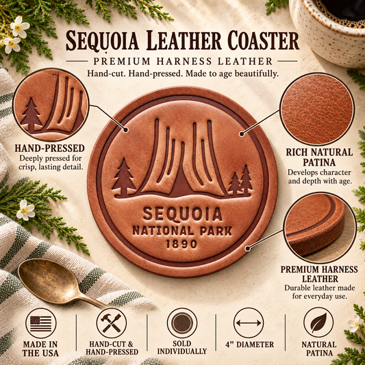 Sequoia National Park Leather Coaster