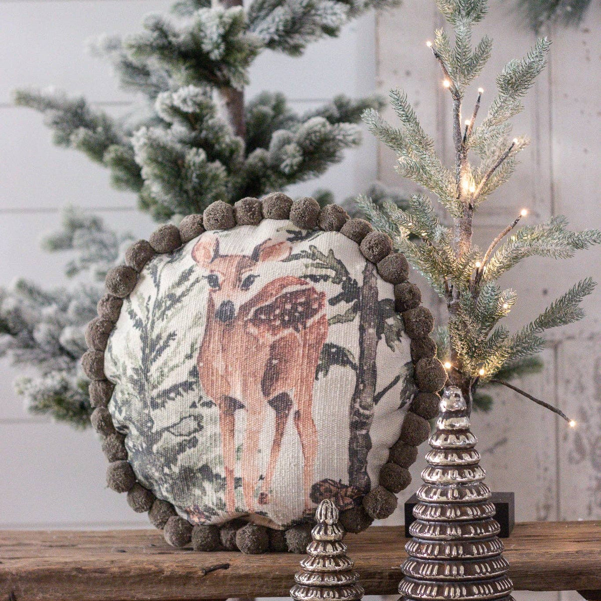 Deer Pom Pom Pillow