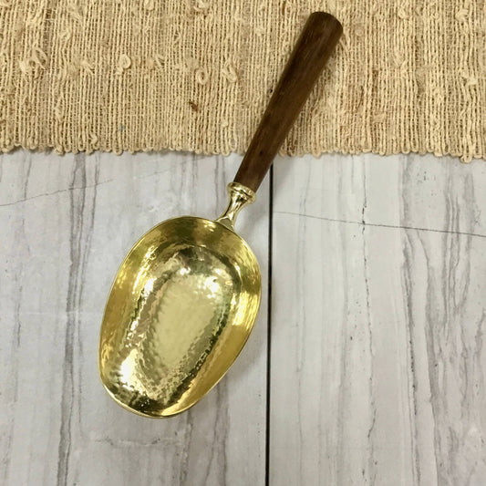 Gold Hammered Ice Scoop w/ Driftwood Handle