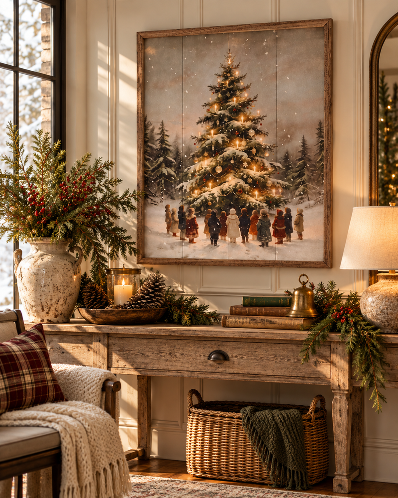 Gathering Around The Christmas Tree | Christmas Wall Decor
