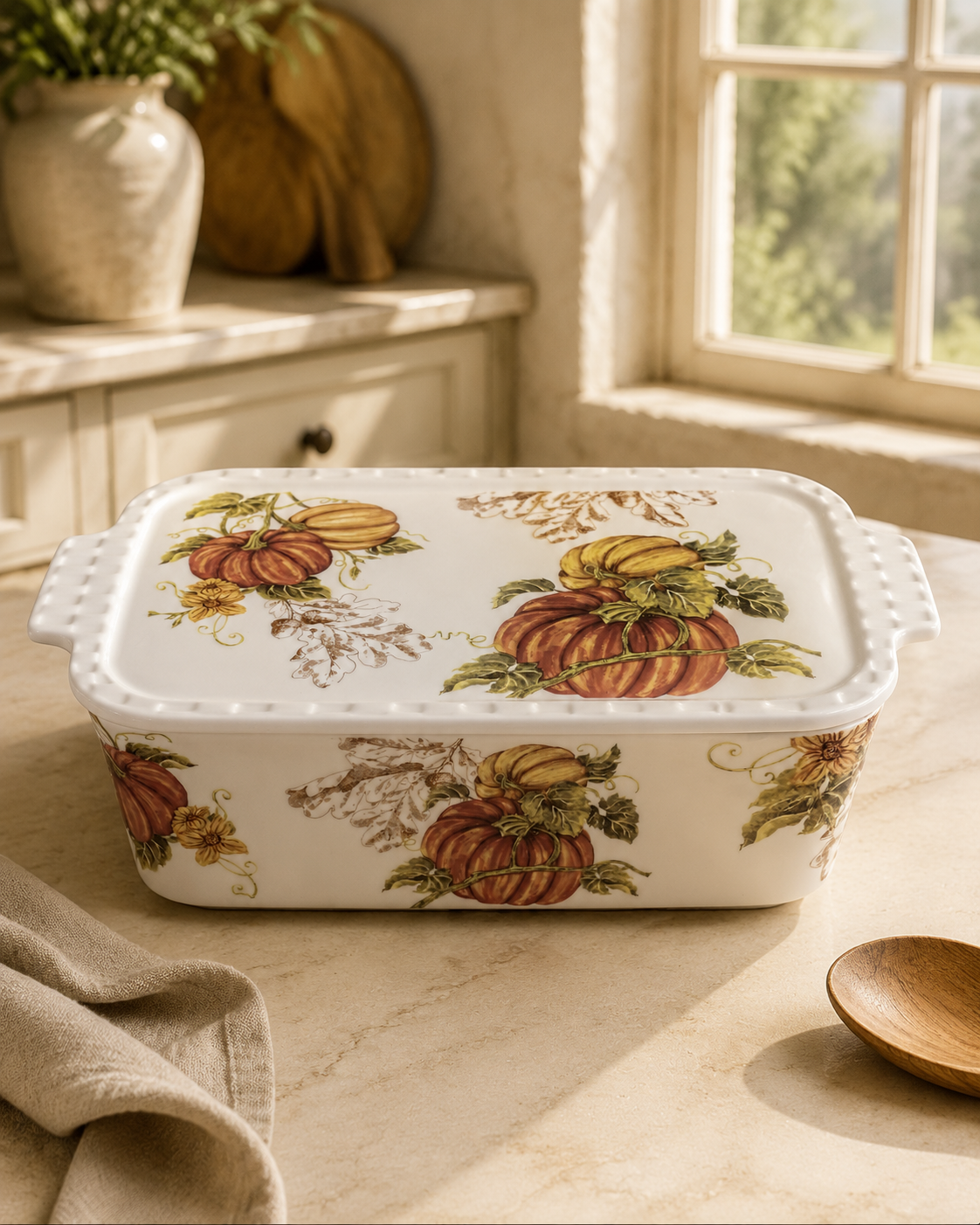 Fall Harvest Baking Dish With Lid