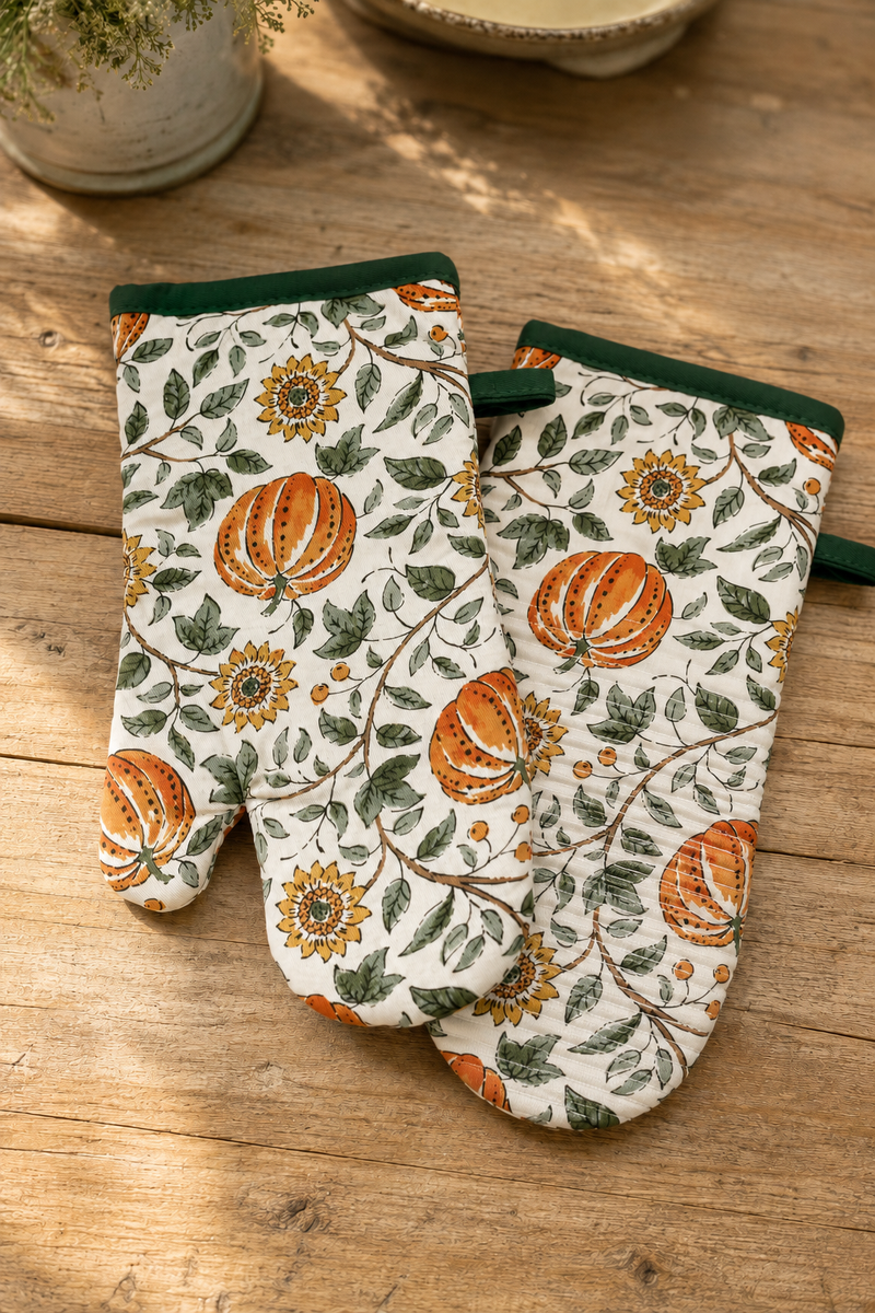 Botanical Pumpkin Oven Mitt - Set of 2