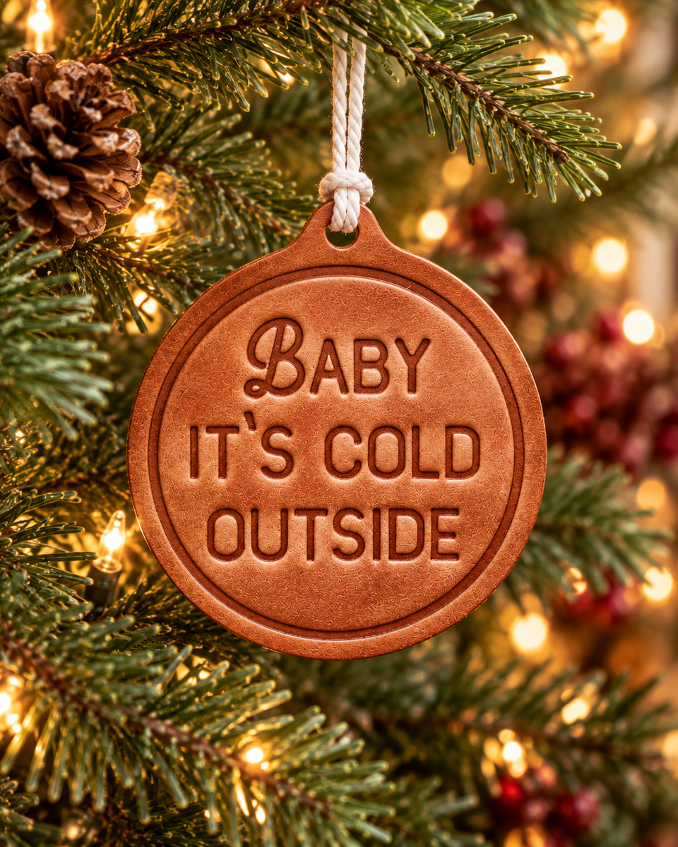 Baby It's Cold Outside Christmas Ornament | Leather