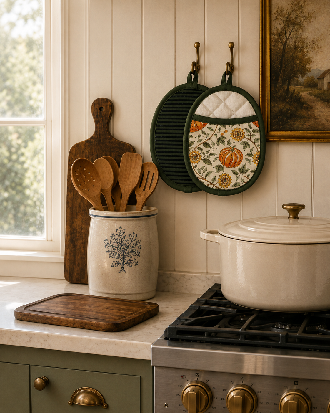 Botanical Pumpkin Pot Holder - Set of 2