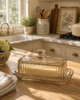Ribbed Glass Butter Dish | Taupe
