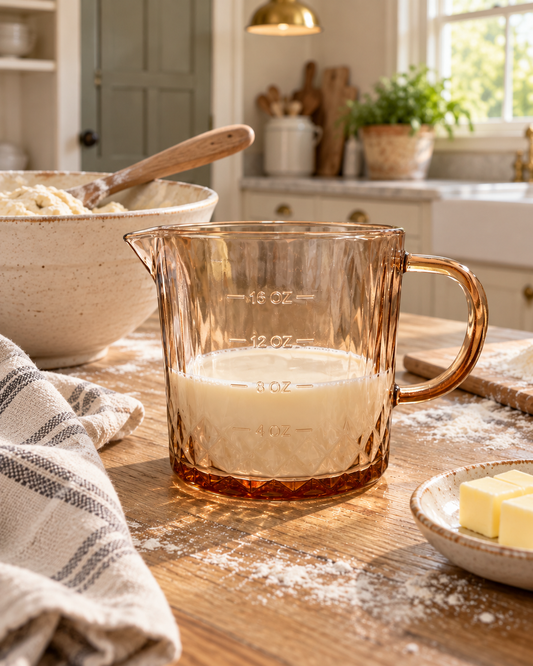 Faceted Light Amber Glass Measuring Cup | 16oz