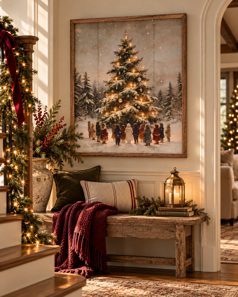 Gathering Around The Christmas Tree | Christmas Wall Decor