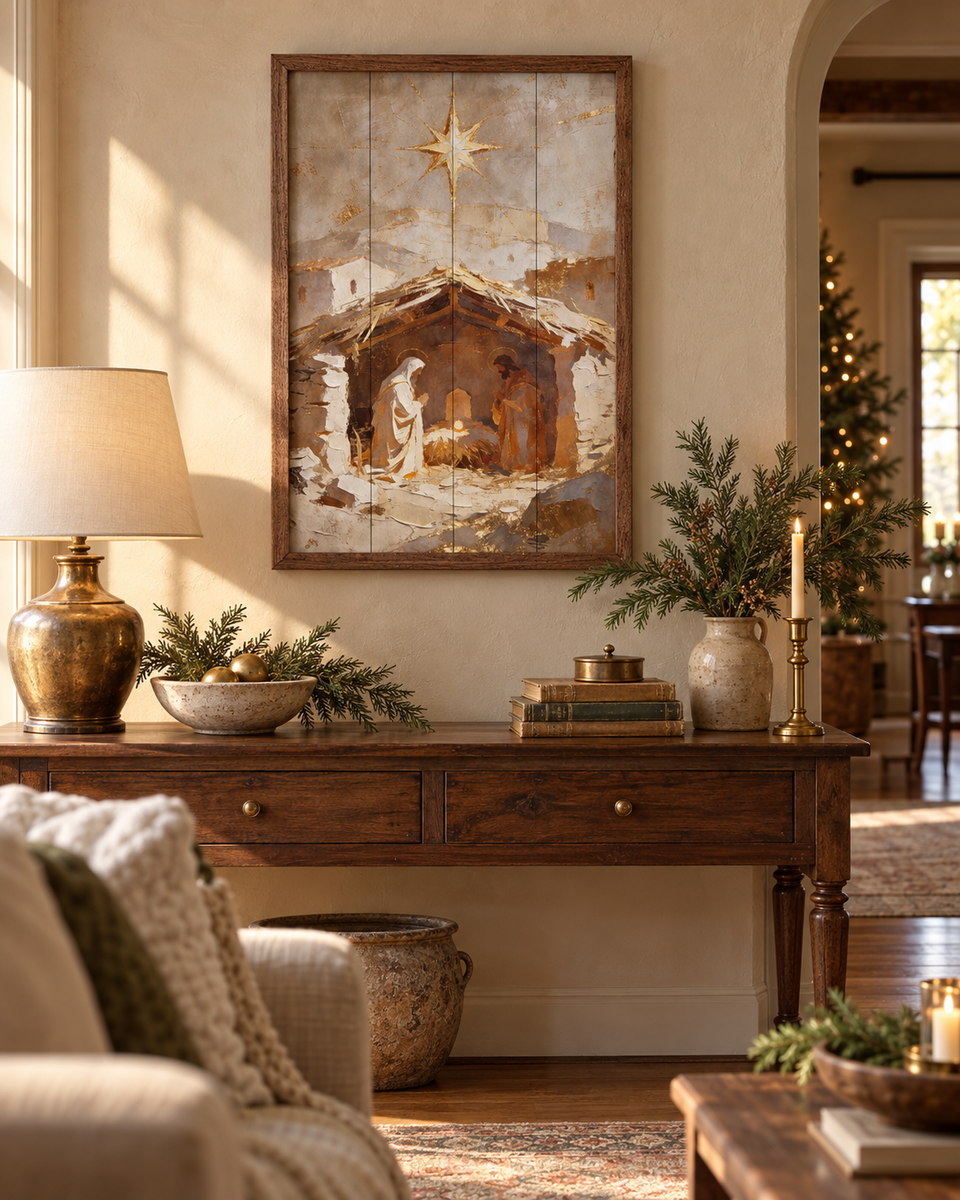 The Golden Manger | Christmas Wall Decor
