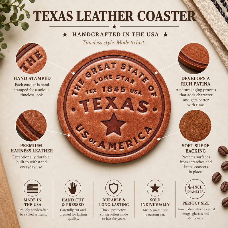 Texas Leather Coaster
