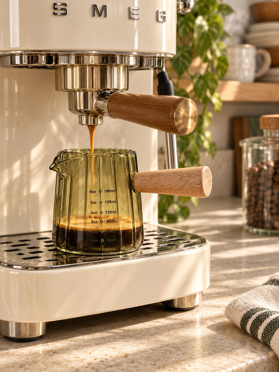 Scalloped Espresso Measuring Glass | Green