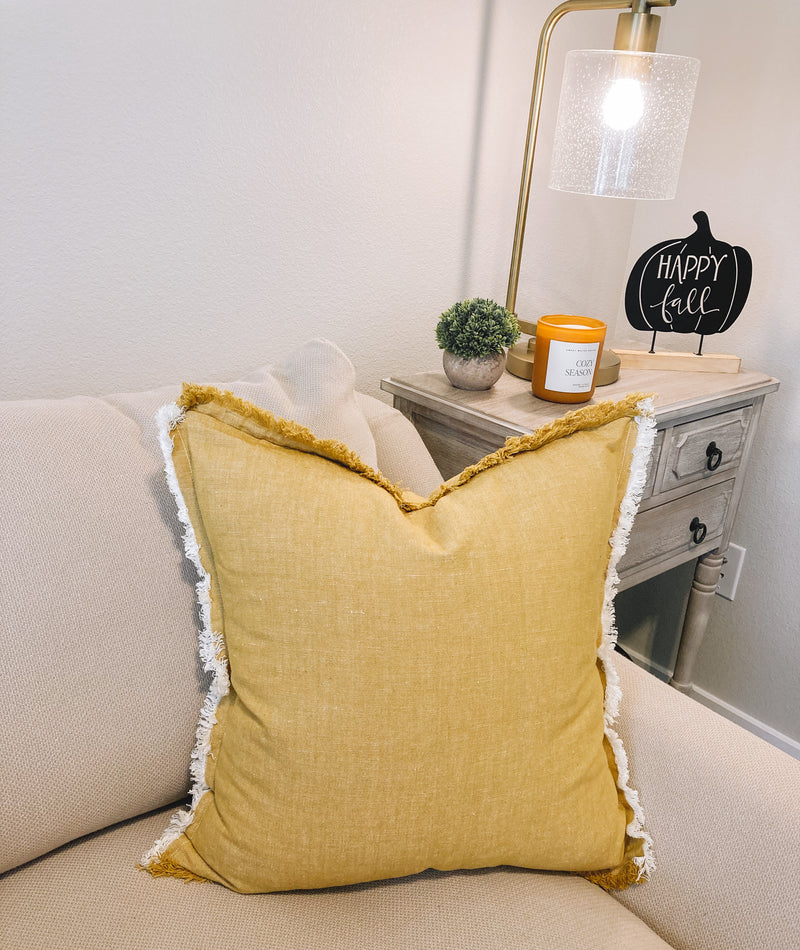 Mustard Fringe Pillow