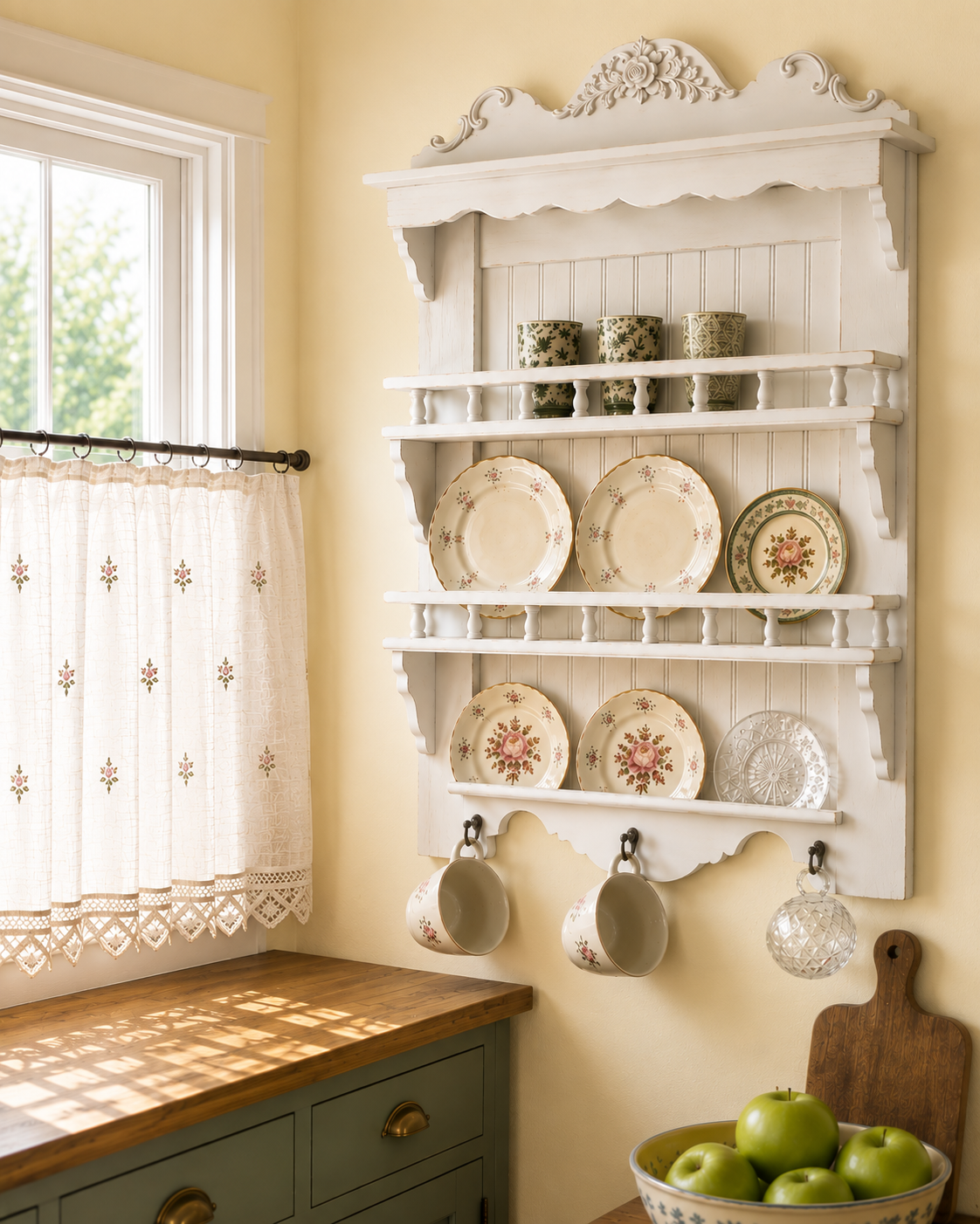 Wall Mounted French-Style Dish and Plate Storage Rack