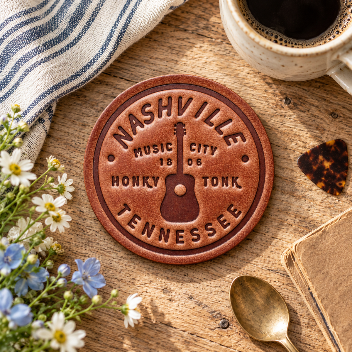 Nashville Leather Coaster