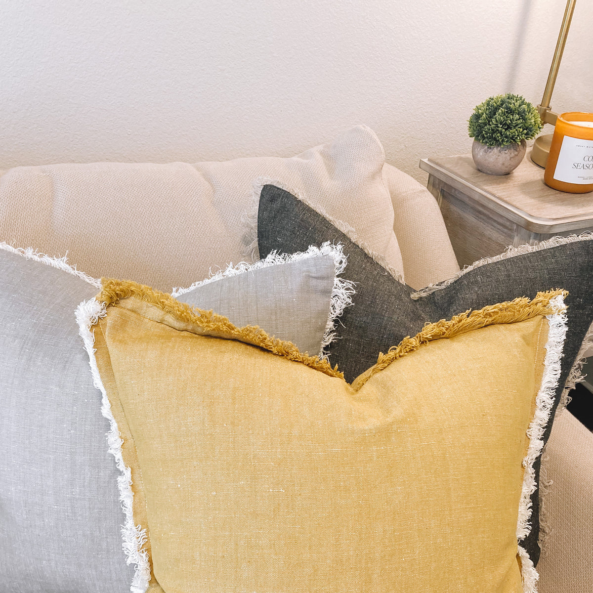 Stone Fringe Pillow Cover