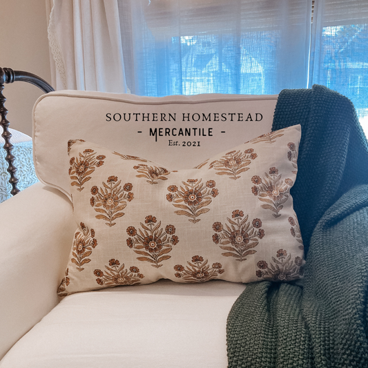 Amber Block Print Lumbar Pillow