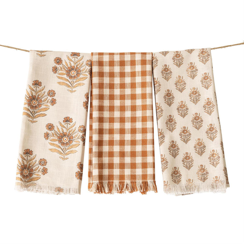 Amber Block Print Tea Towels