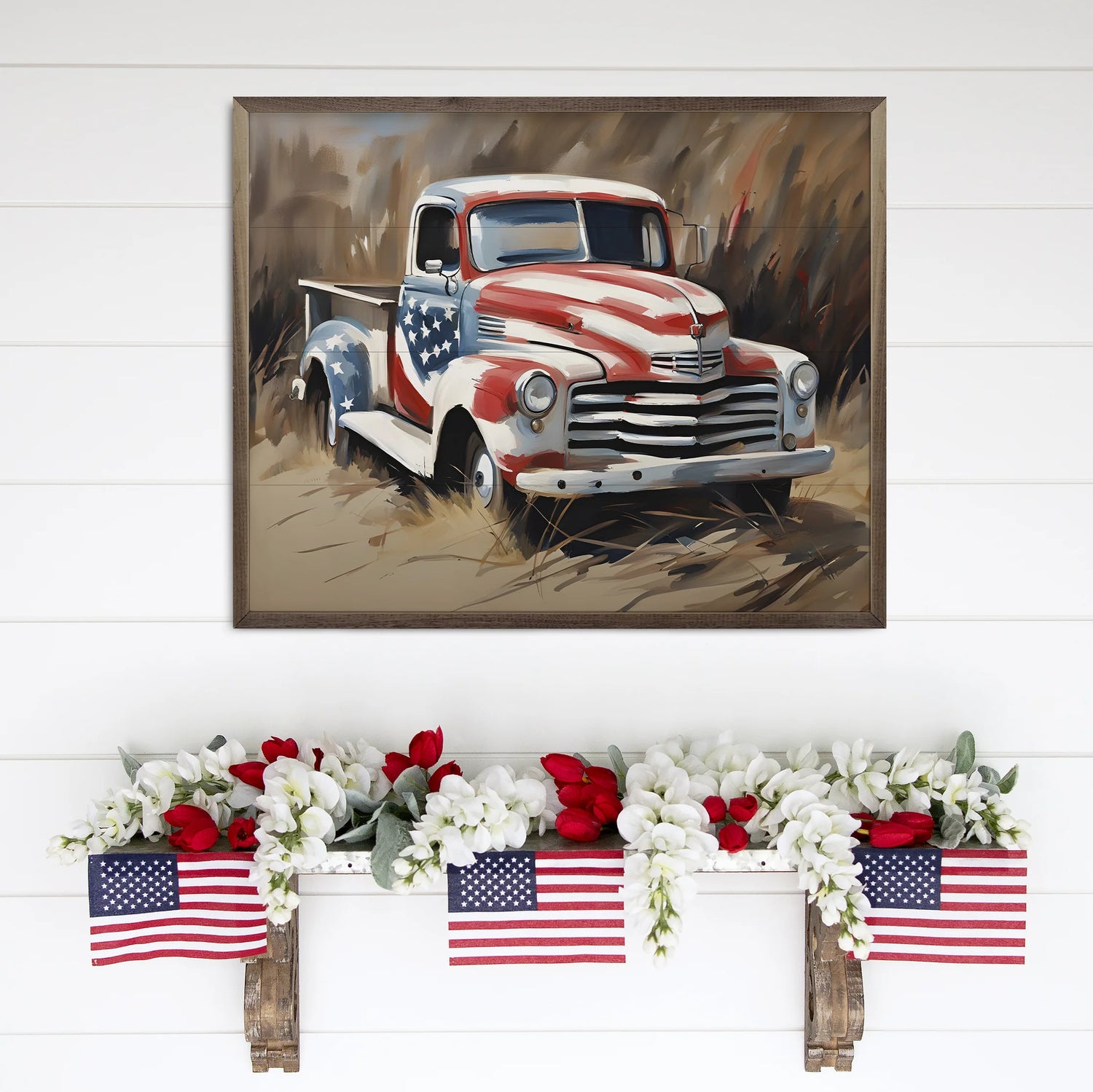 American Flag Truck In Field