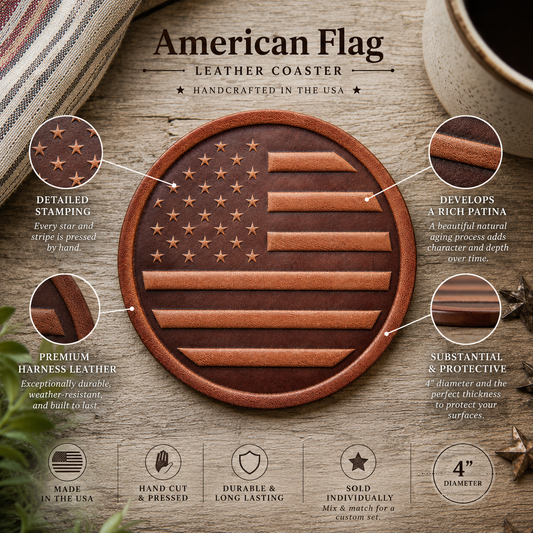 American Flag Leather Coaster