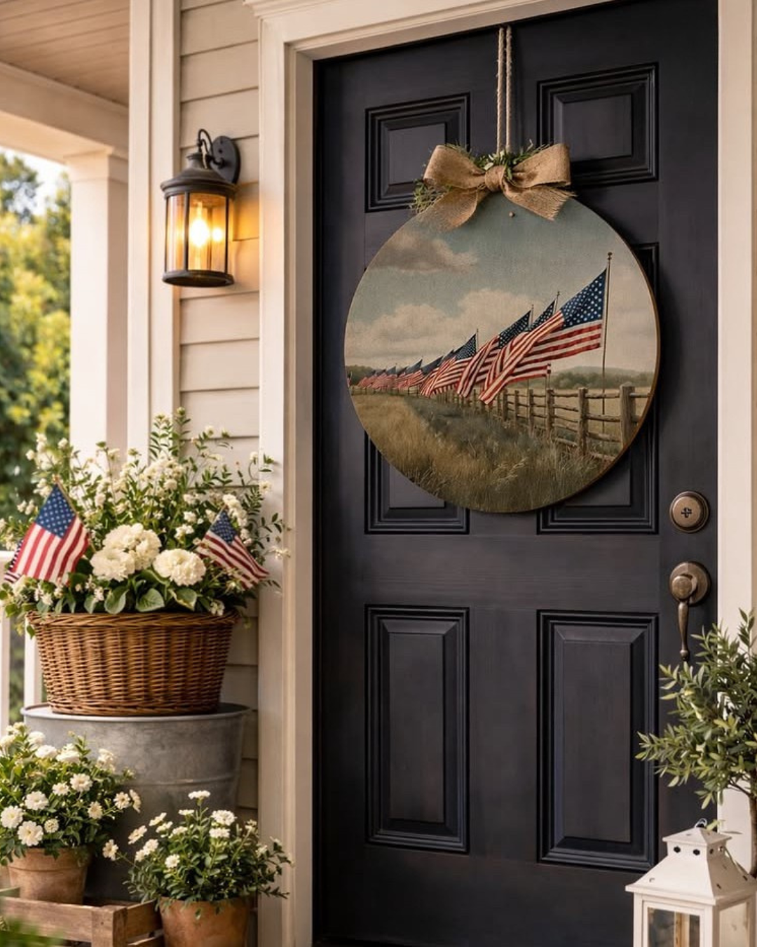Americana field wall art with flags