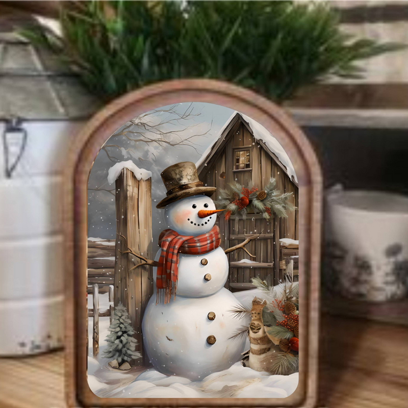 Rustic Snowman Framed Art