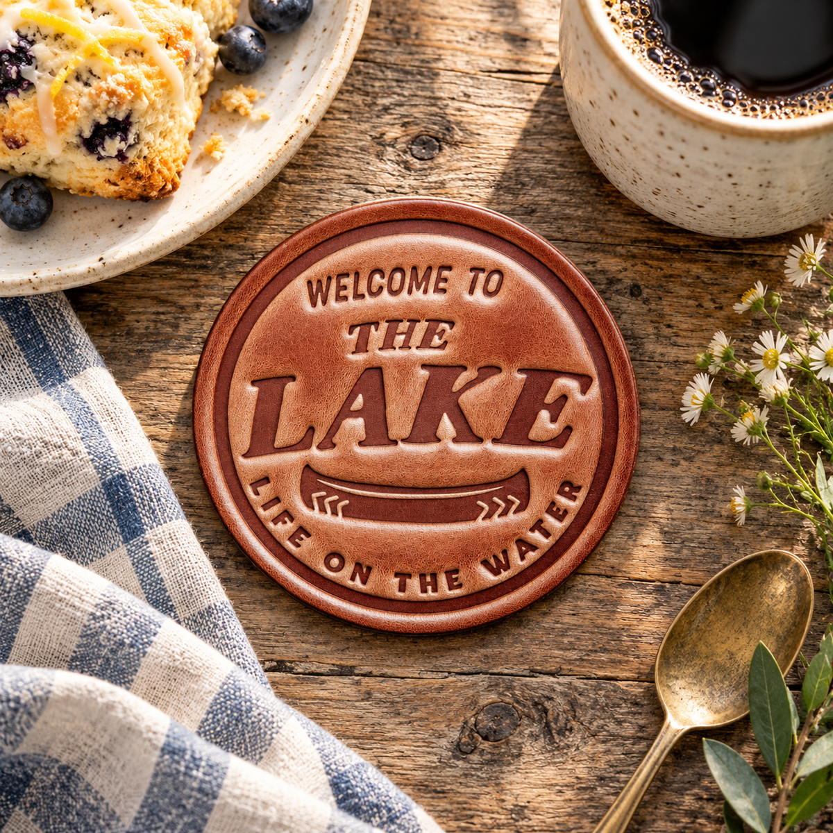 Lake Leather Coaster