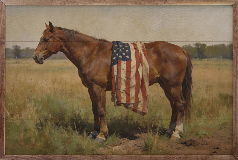 American flag horse farmhouse decor
