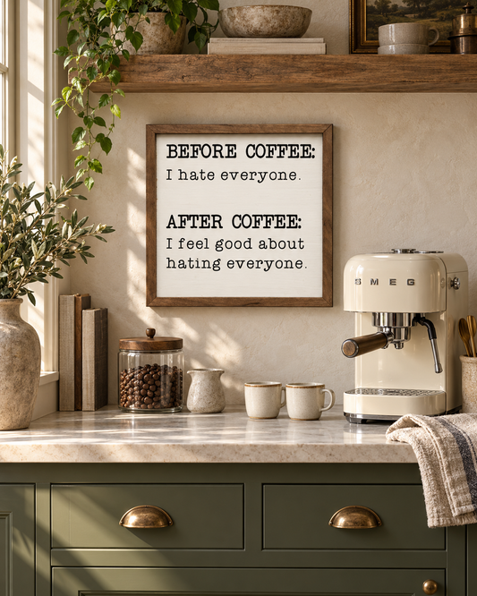 Before And After Coffee | Farmhouse Coffee Bar Sign