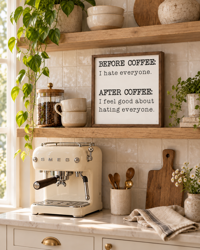 Before And After Coffee | Farmhouse Coffee Bar Sign
