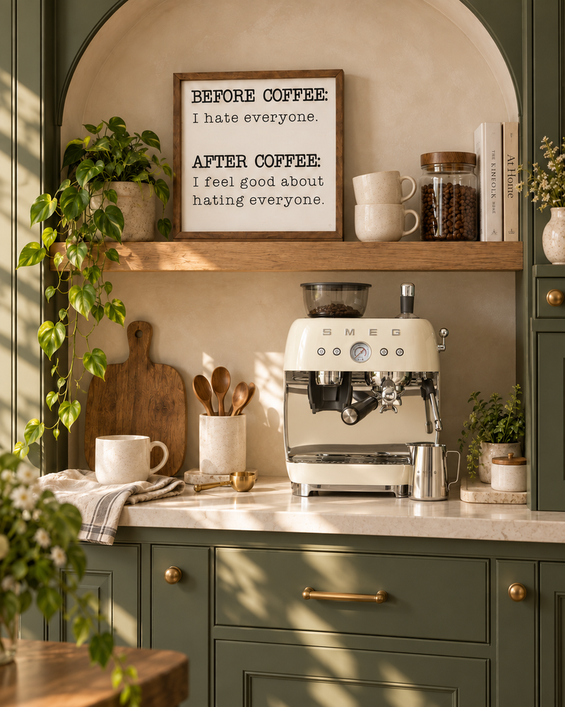 Before And After Coffee | Farmhouse Coffee Bar Sign