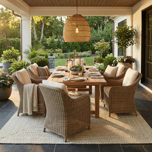 Beige Braided Faux Jute Outdoor Rug