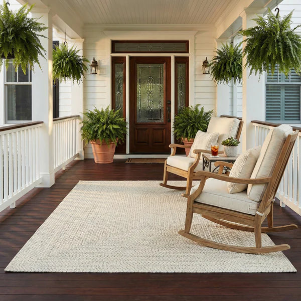 Beige Braided Faux Jute Outdoor Rug