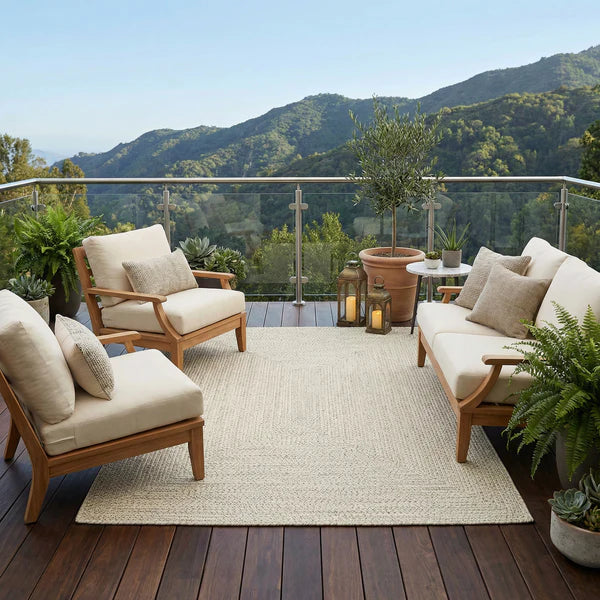 Beige Braided Faux Jute Outdoor Rug