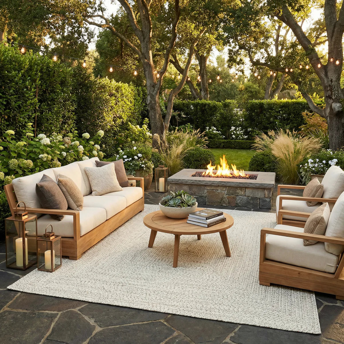 Beige Braided Faux Jute Outdoor Rug