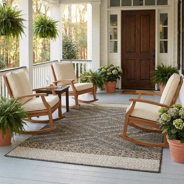 Beige Charcoal Areli Outdoor Area Rug