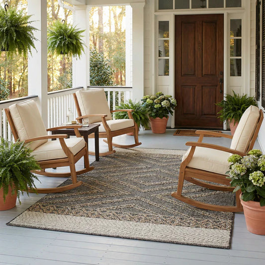Beige Charcoal Areli Outdoor Area Rug