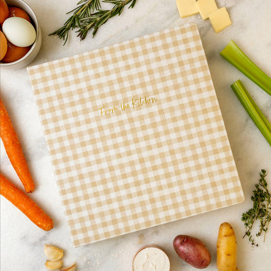Beige Gingham Recipe Binder Set – Stylish Kitchen Organization
