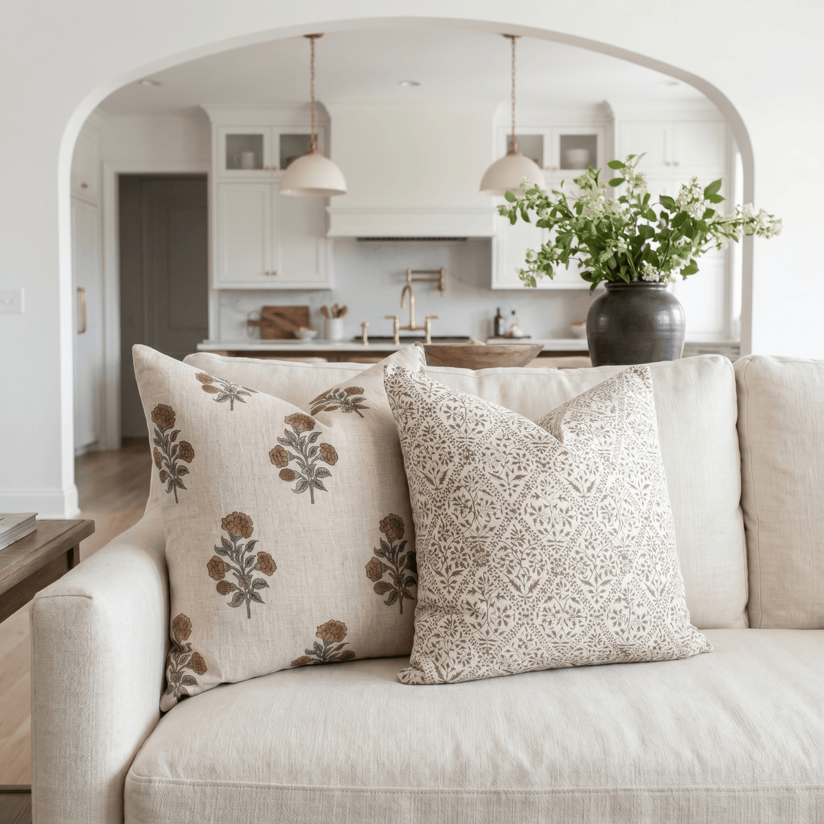 Mariella Floral Block Printed Pillow Cover