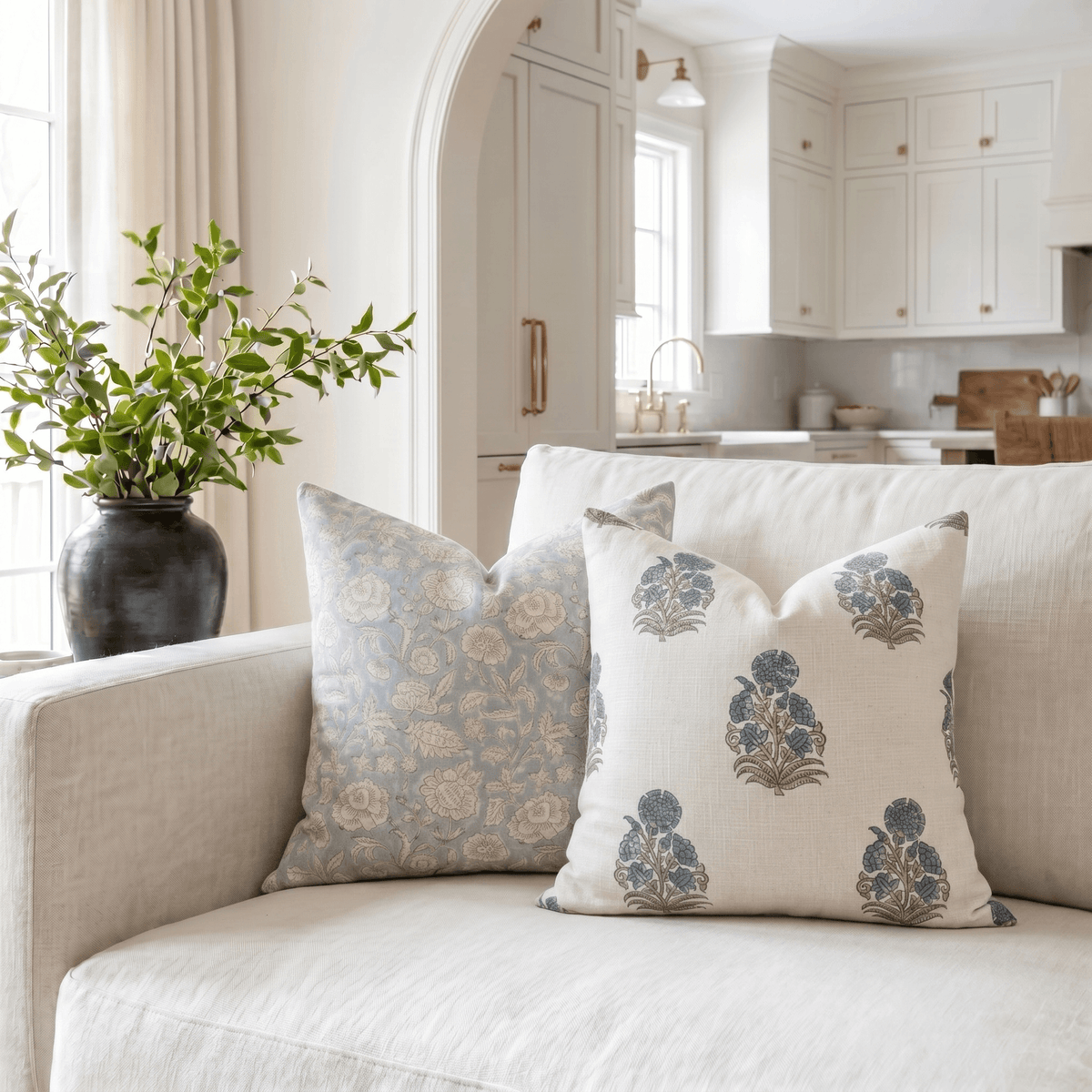 Etta Floral Block Printed Pillow Cover