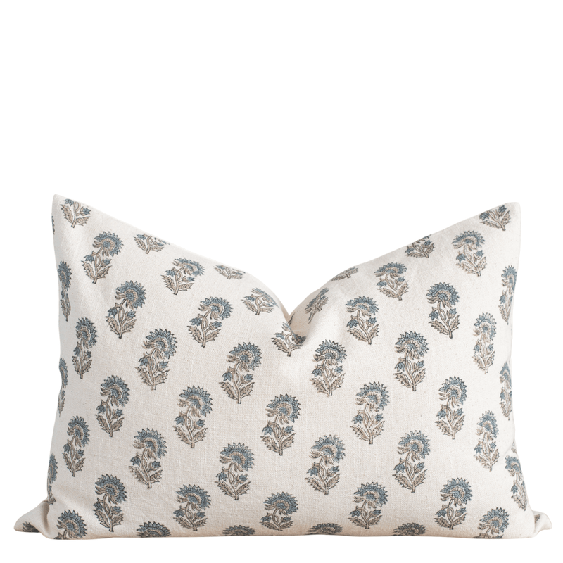 Lark Floral Block Printed Lumbar Pillow Cover