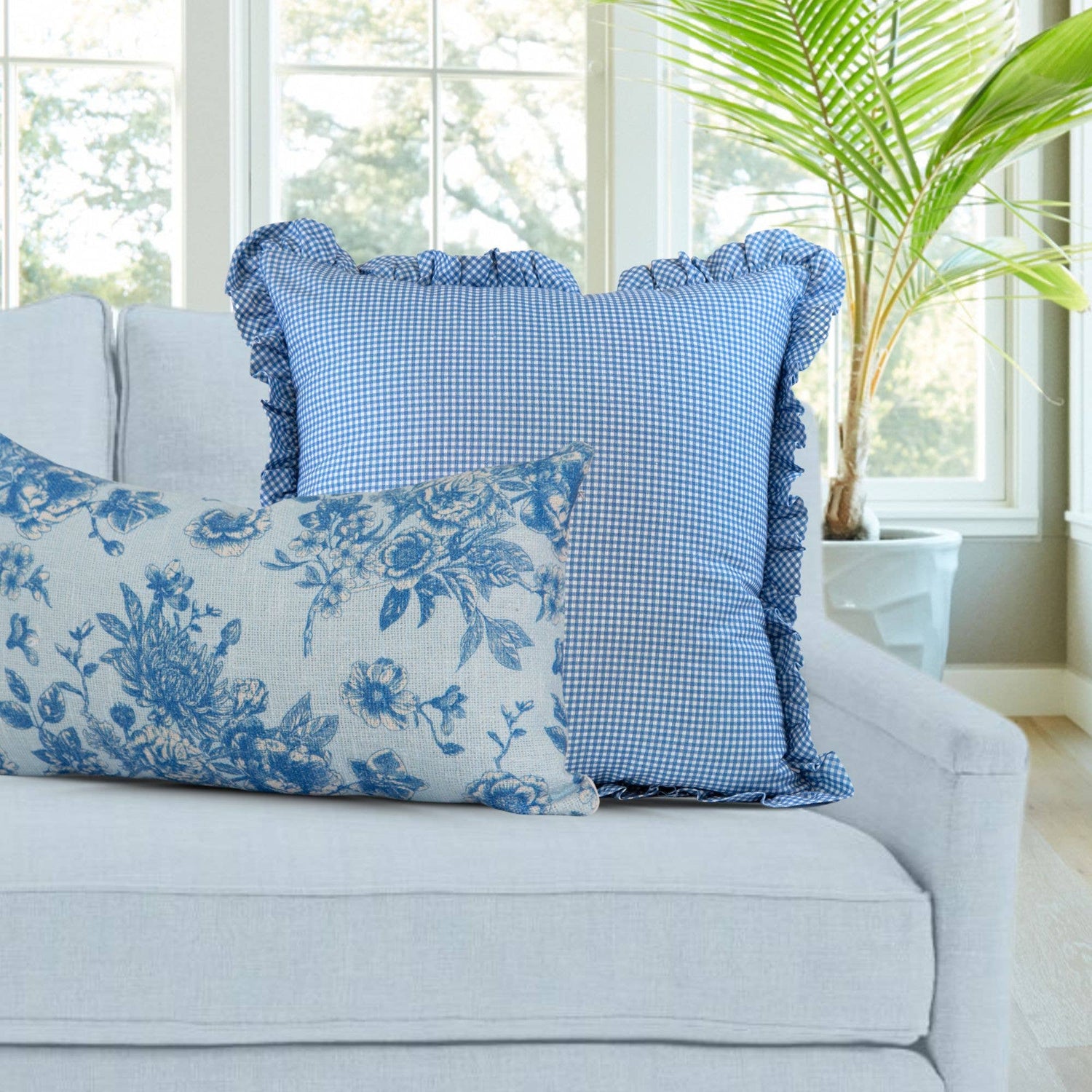 Blue Micro Gingham Pillow