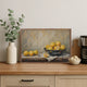 Bowl of lemons wall art in farmhouse kitchen decor
