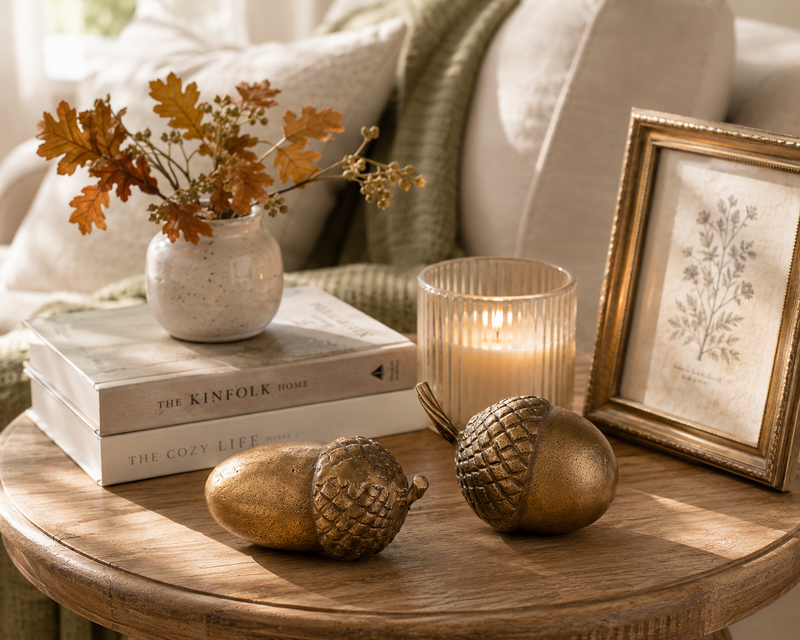 Brass Finish Acorn Accents - Set of 2