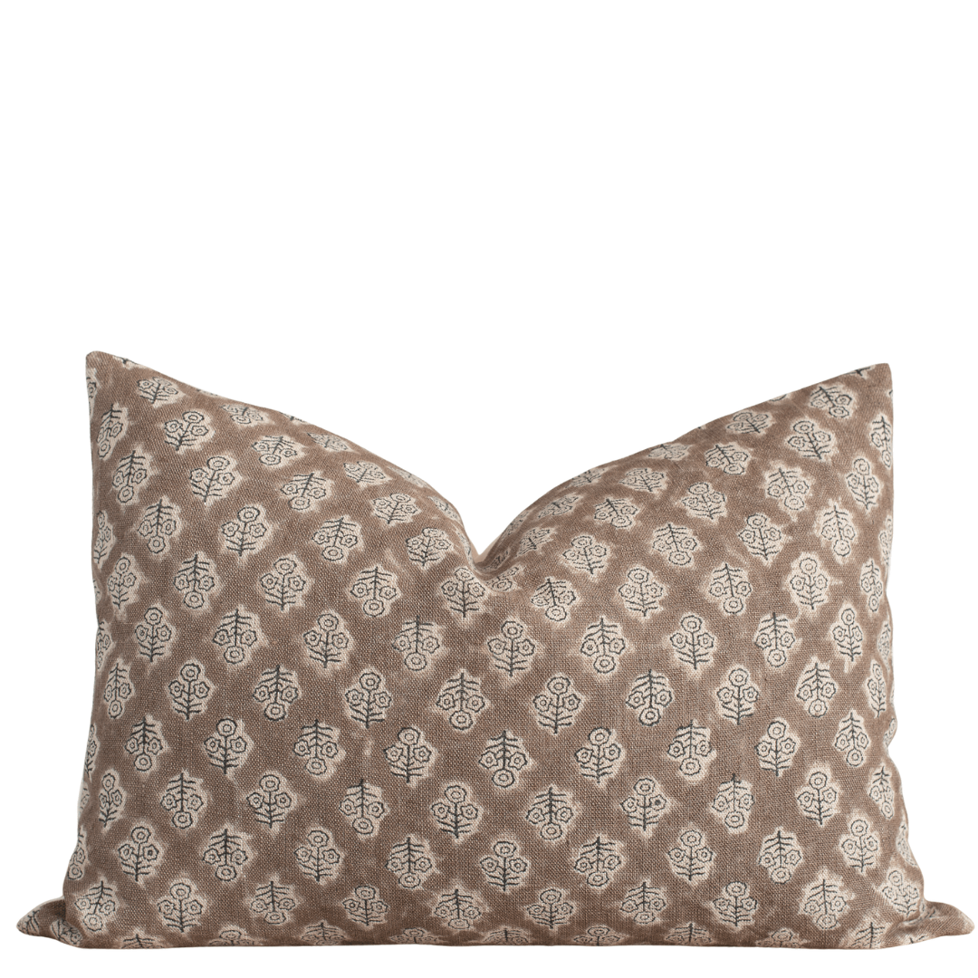 Liora Floral Block Printed Lumbar Pillow Cover