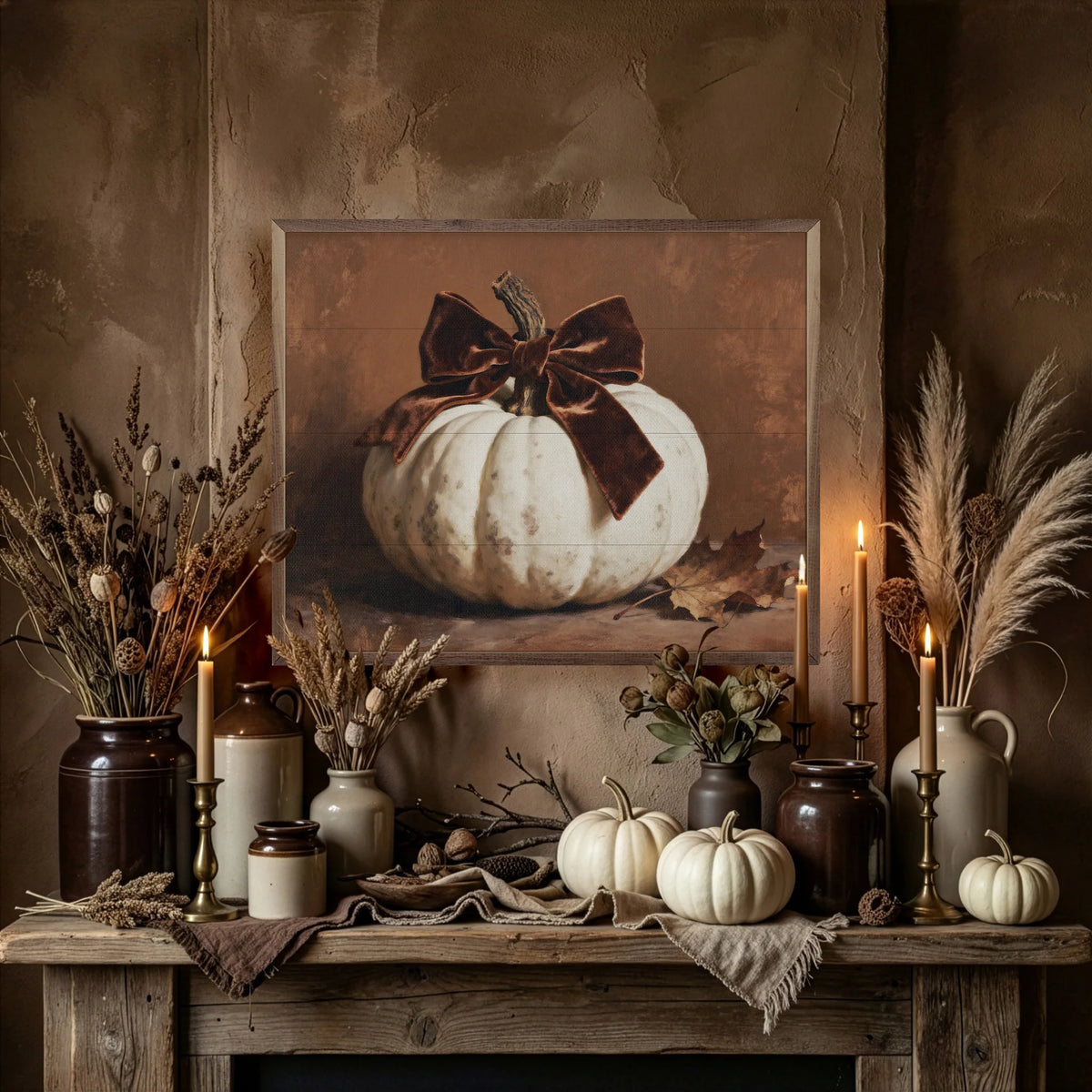 Velvet Bow Pumpkin Wall Art