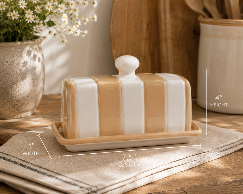 Farmhouse Striped Butter Dish