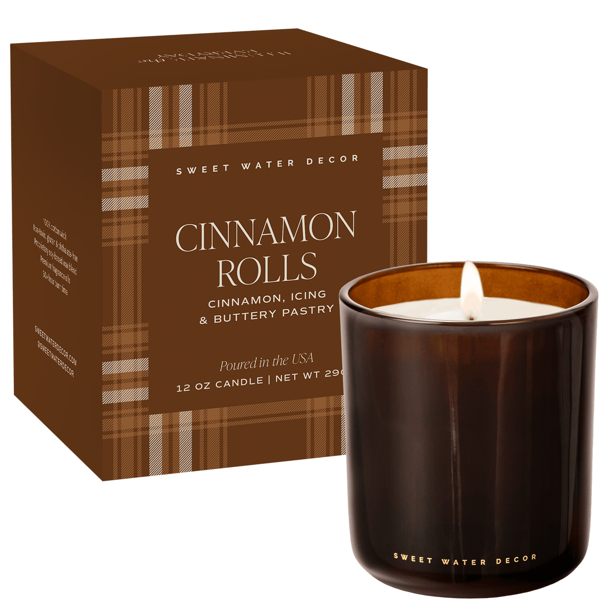 Cinnamon Rolls Soy Candle - Boxed Amber Tinted Glass Jar