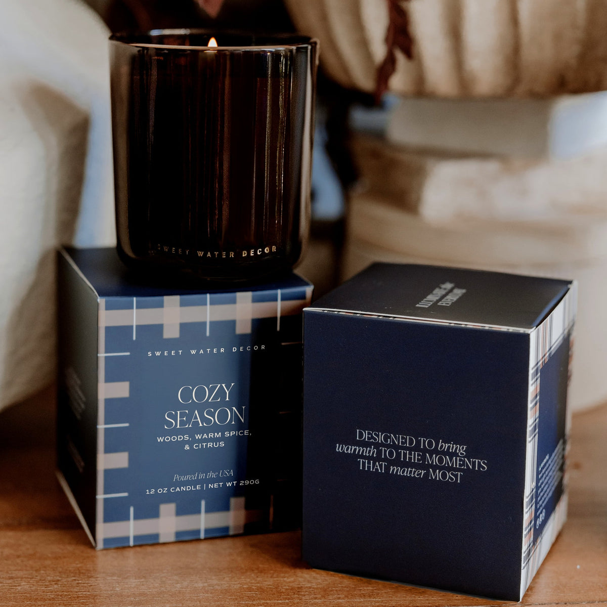 Cozy Season Soy Candle - Amber Tinted Glass Jar